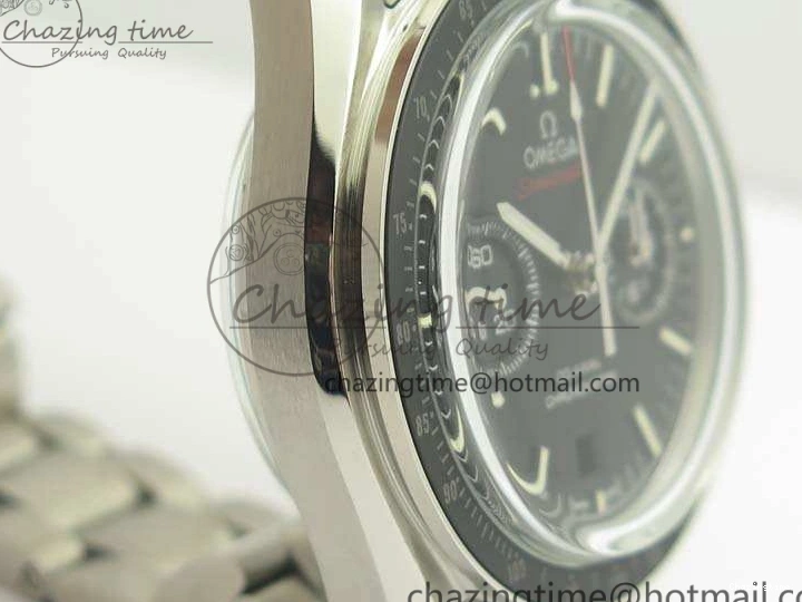 0306 TechFriendly SpeedMaster MoonWatch SS OMF 1:1 Best Edition Black Red Dial On SS Bracelet A9300 V 8092